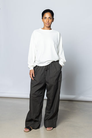Garment Dyed Wide Leg Pants - Dark Olive Green