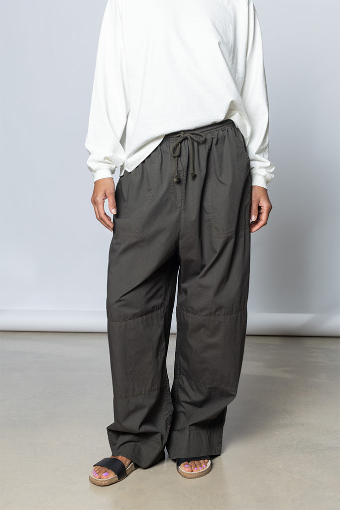 Garment Dyed Wide Leg Pants - Dark Olive Green