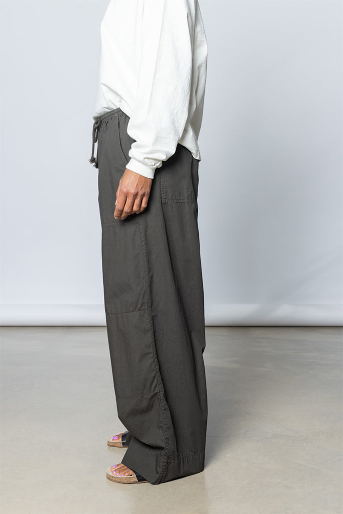 Garment Dyed Wide Leg Pants - Dark Olive Green