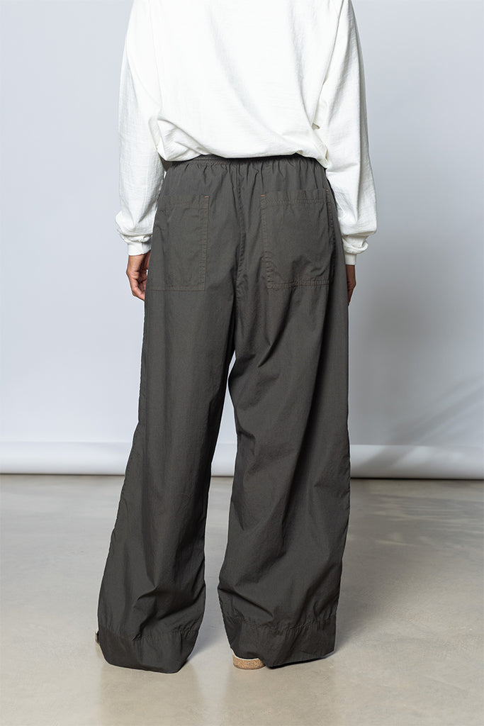 Garment Dyed Wide Leg Pants - Dark Olive Green