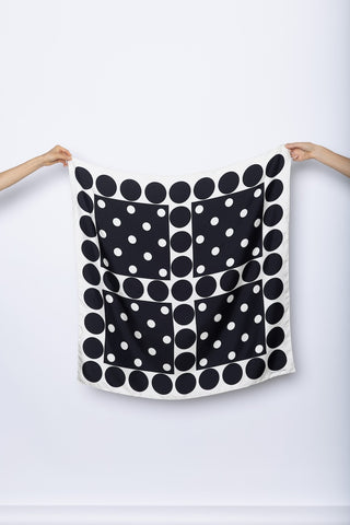 Graphic Silk Scarf - Black/White