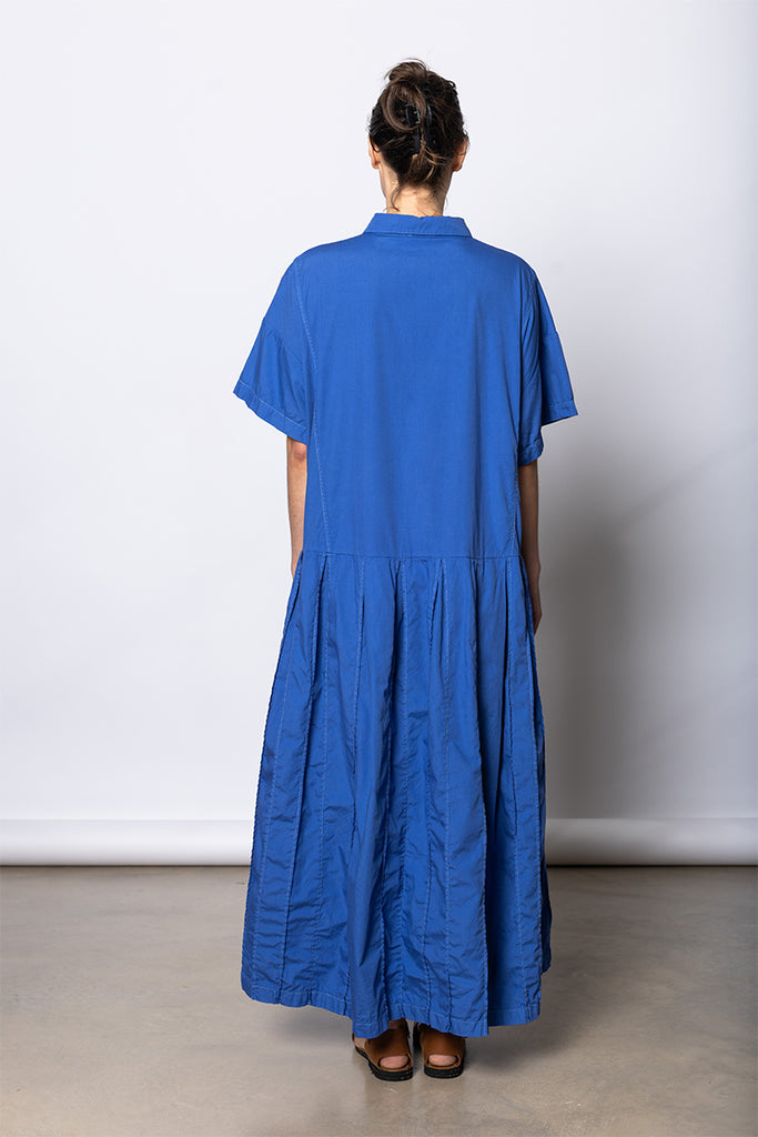 Garment Dyed Pleated Shirt Dress - Dutch Blue