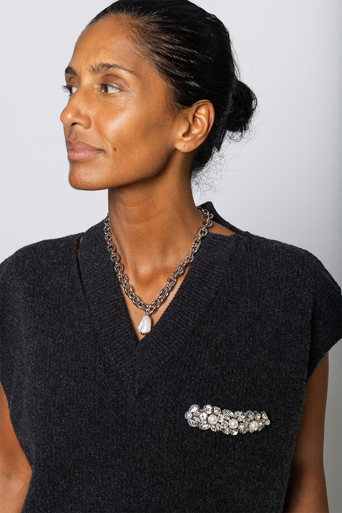 Pearl & Crystal Bloom Pendant Chain Necklace