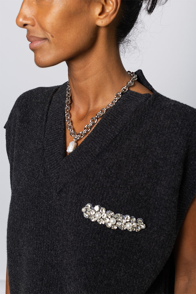 Pearl & Crystal Bloom Pendant Chain Necklace