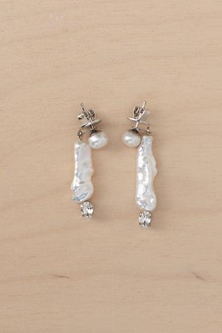 Baroque Pearl and Crystal Column Earrings