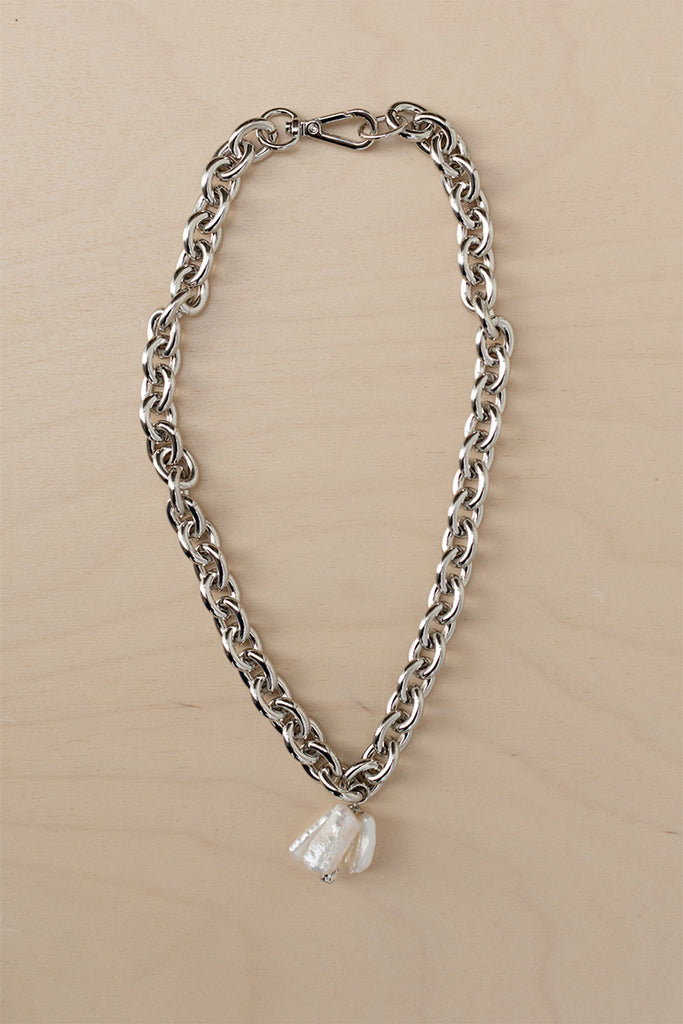 Pearl & Crystal Bloom Pendant Chain Necklace