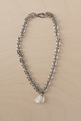 Pearl & Crystal Bloom Pendant Chain Necklace