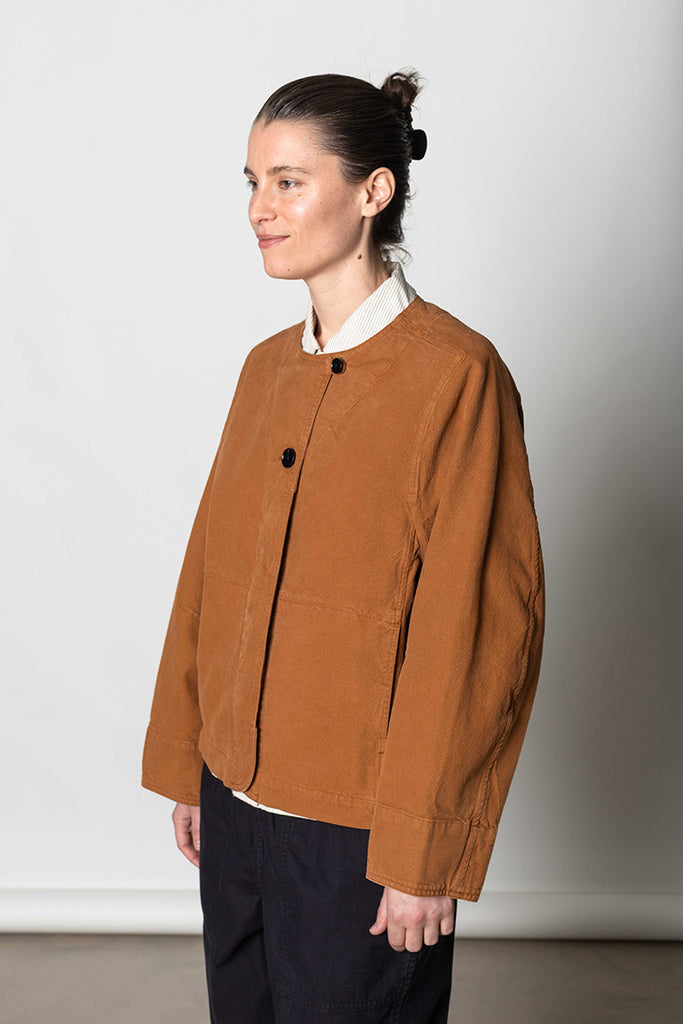Sculpted Brushed Cotton Canvas Jacket - Brown Anise