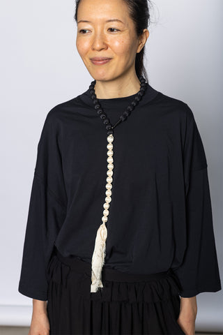 Silk Ball Necklace - Black/White