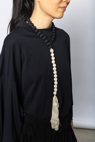 Silk Ball Necklace - Black/White