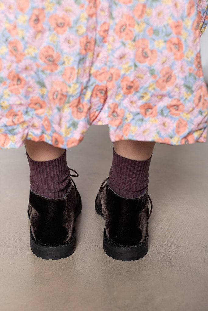 Velvet  Ankle Boot - Dark Brown