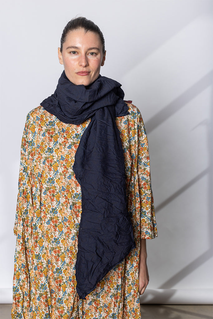 Scialle Shawl Lavato - Indigo Floral