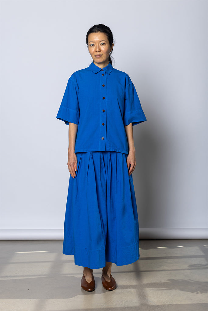 Cotton Linen Poplin Shirt - Enamel Blue