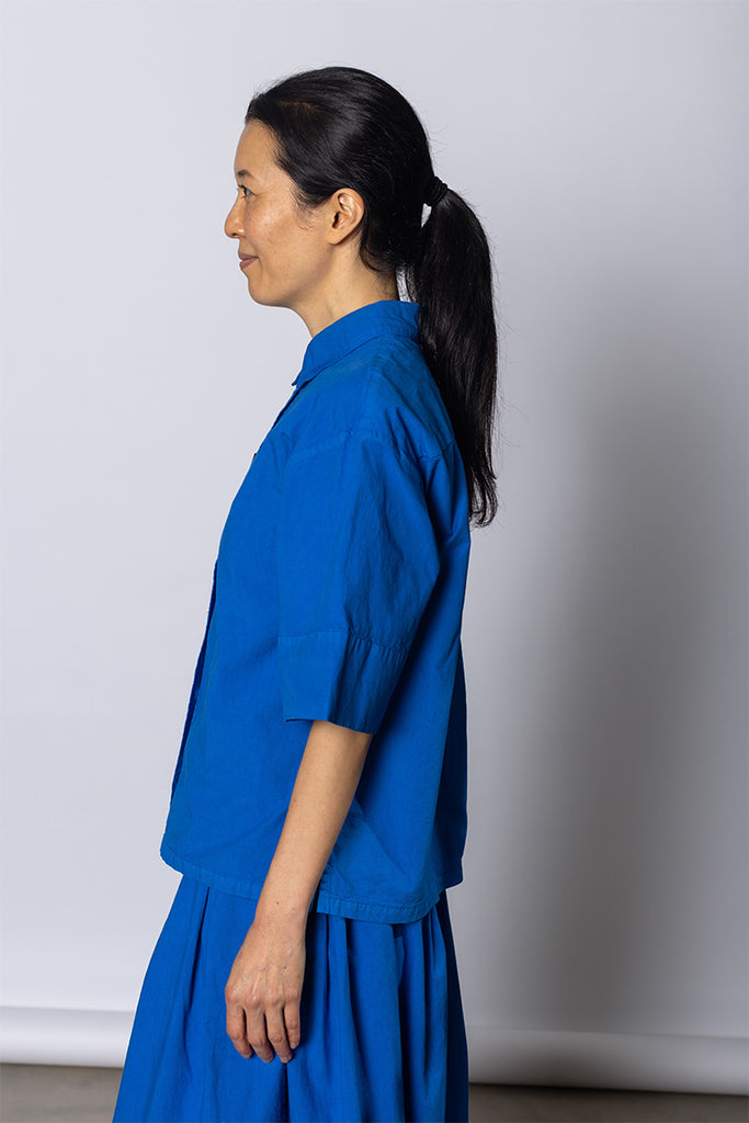 Cotton Linen Poplin Shirt - Enamel Blue