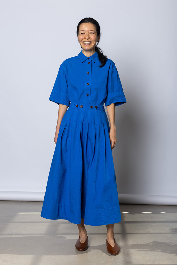 Cotton Linen Poplin Shirt - Enamel Blue