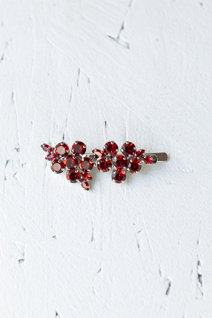 Mini Hellebore Flower Clip - Blood Red