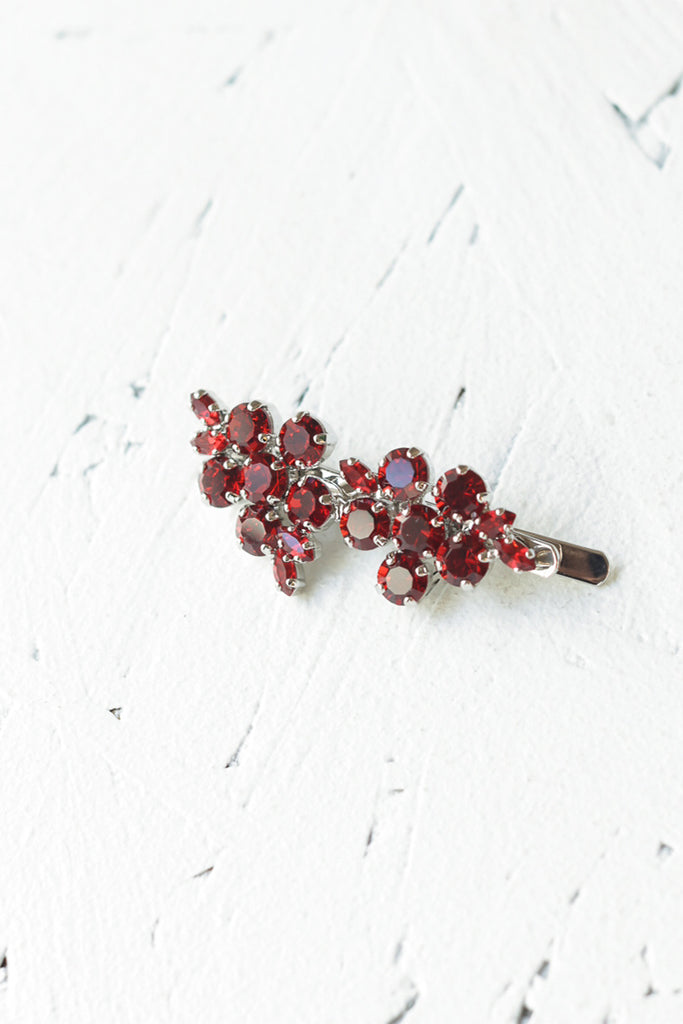 Mini Hellebore Flower Clip - Blood Red
