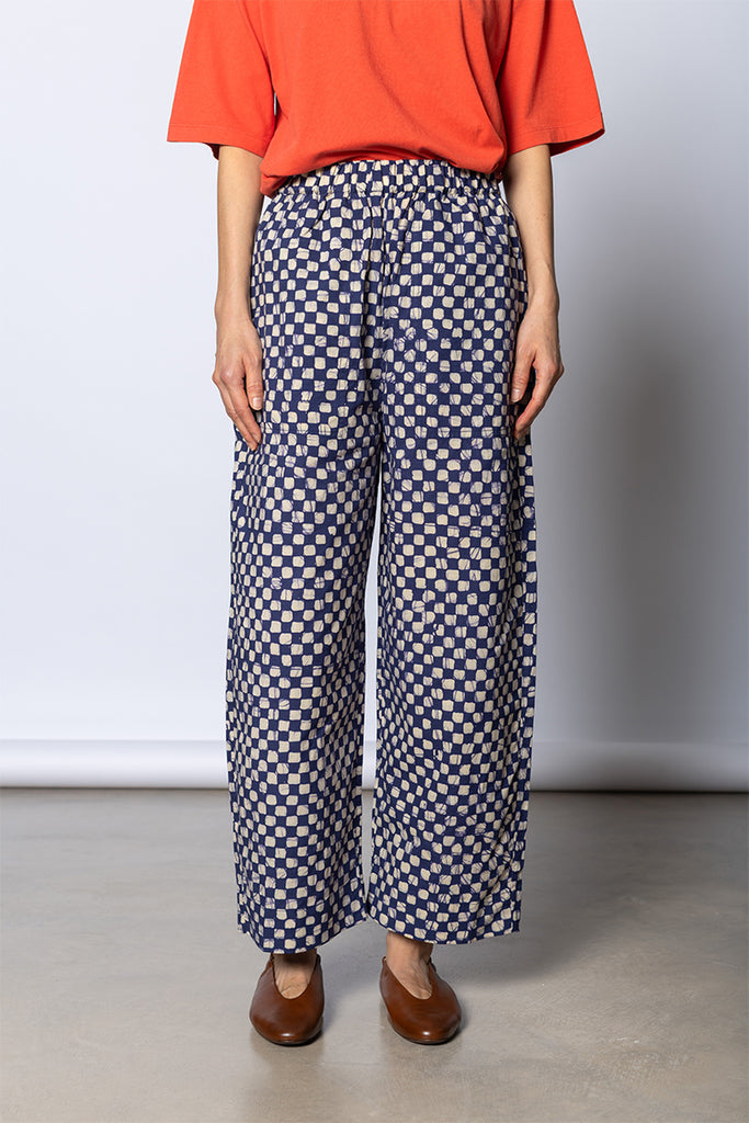 Batik Cook Check Trousers - Provencal Blue