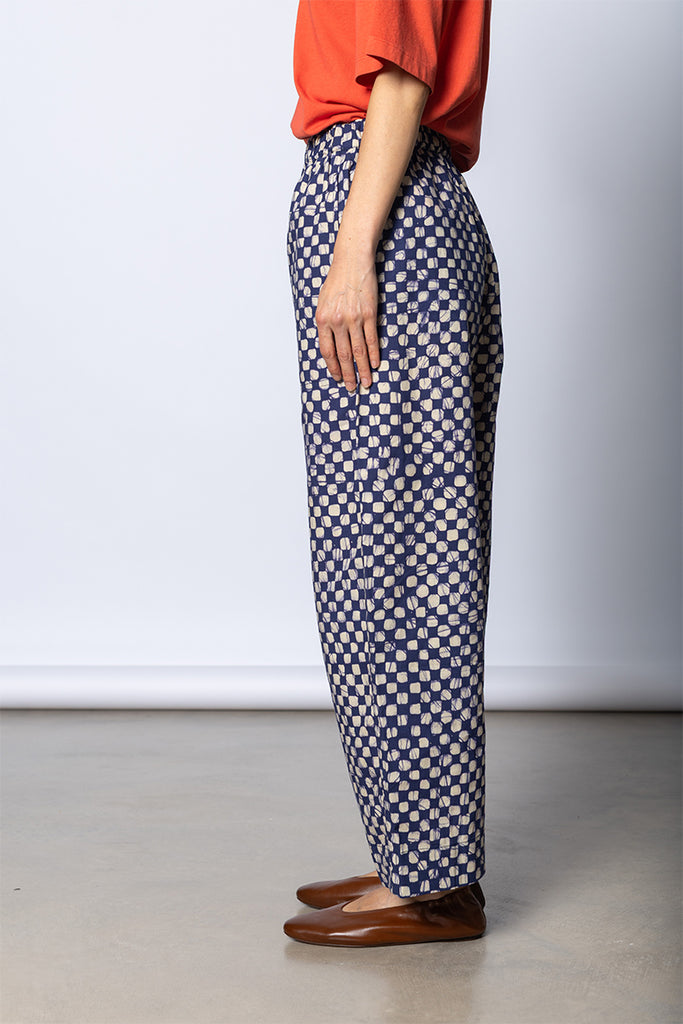 Batik Cook Check Trousers - Provencal Blue