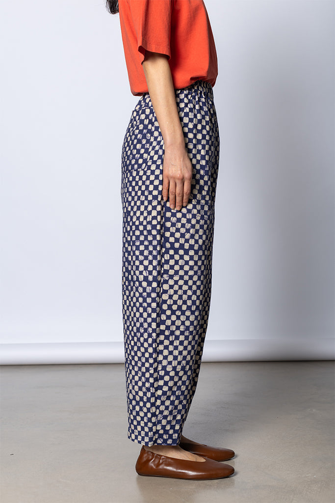 Batik Cook Check Trousers - Provencal Blue