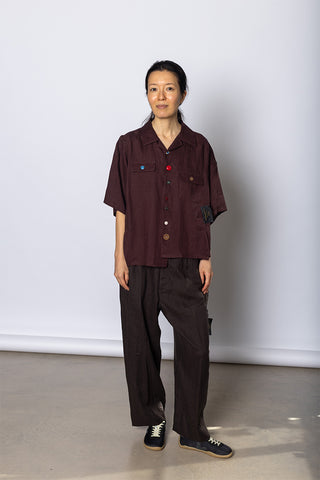 Linen Work Shirt - Bordeaux
