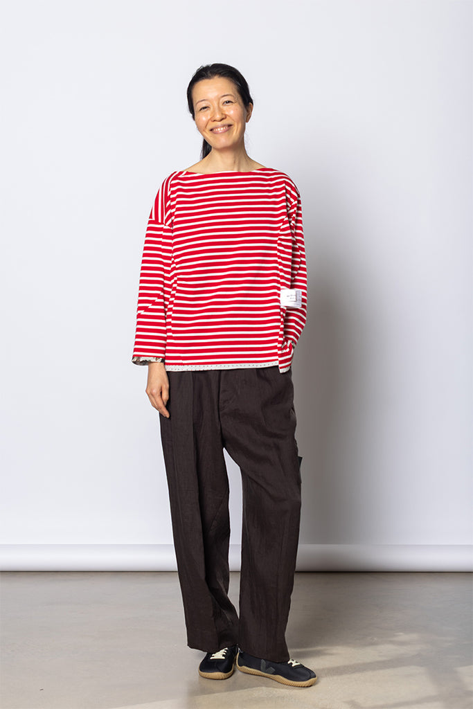 Striped Boatneck T-Shirt - Red/White
