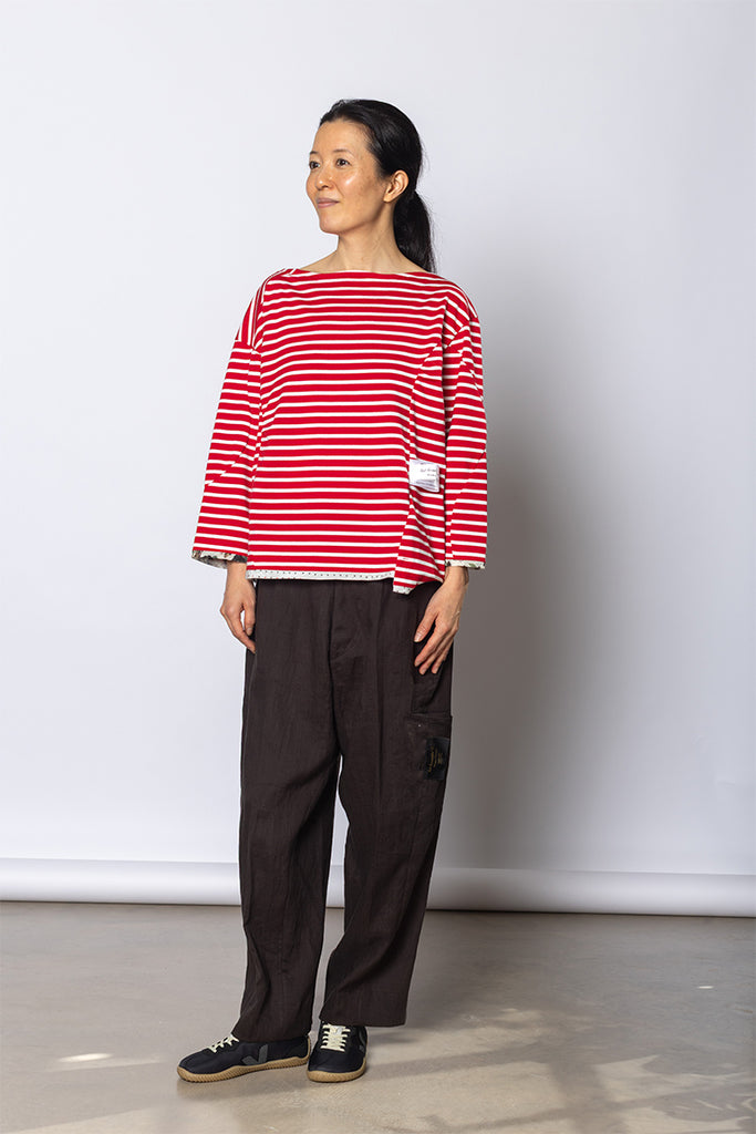 Striped Boatneck T-Shirt - Red/White