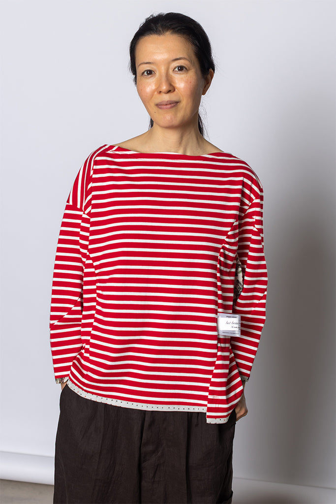 Striped Boatneck T-Shirt - Red/White