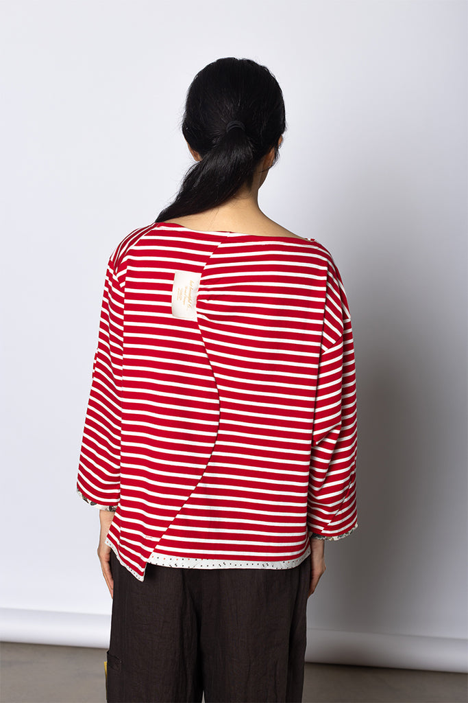 Striped Boatneck T-Shirt - Red/White