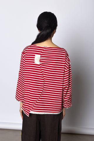 Striped Boatneck T-Shirt - Red/White