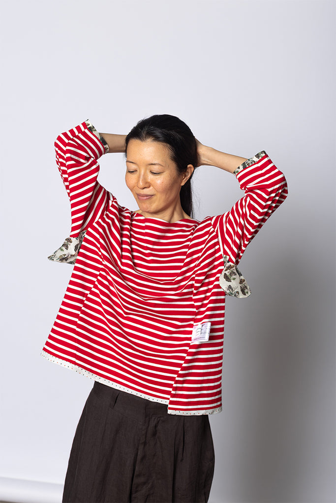 Striped Boatneck T-Shirt - Red/White