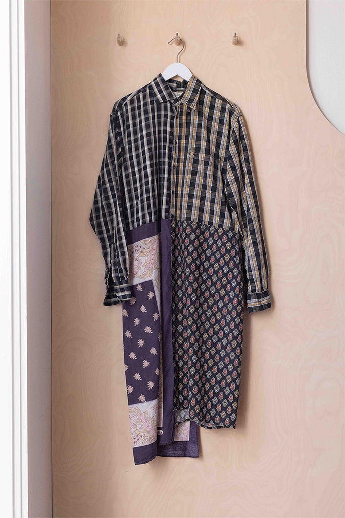 Bettina Bakdal Patchwork Cotton Shirt Dress - Blacks