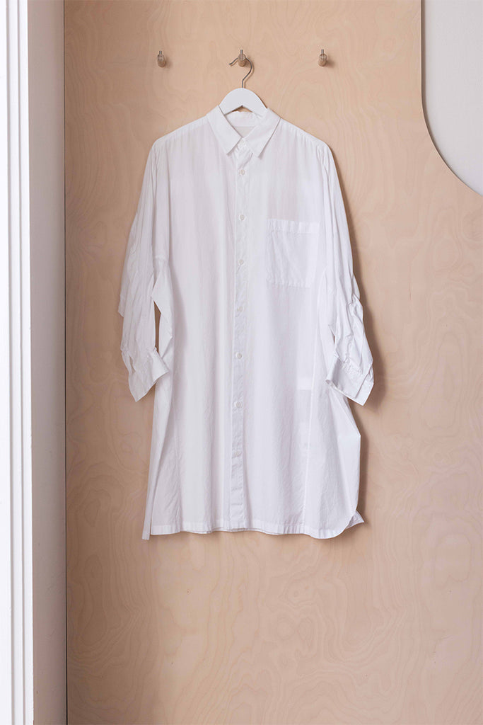 Y's by Yohji Yamamoto Dolman Sleeve Shirt Dress - White