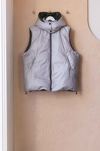 Archives Sofie D'Hoore Reversible Puffa Vest - Khaki/Silver