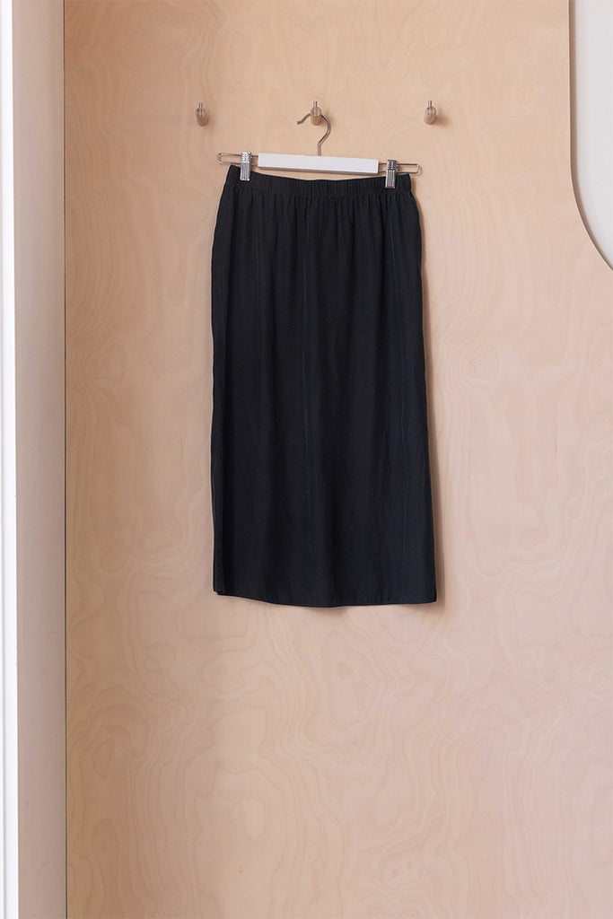 Tartan Garment Dyed Silk Slip Skirt - Khaki