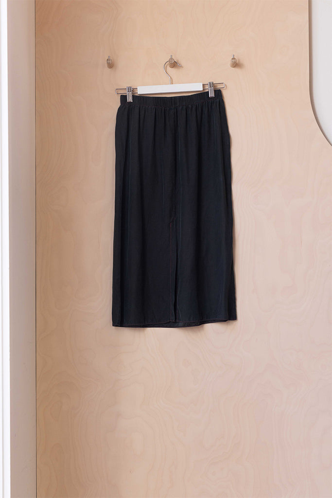 Tartan Garment Dyed Silk Slip Skirt - Khaki