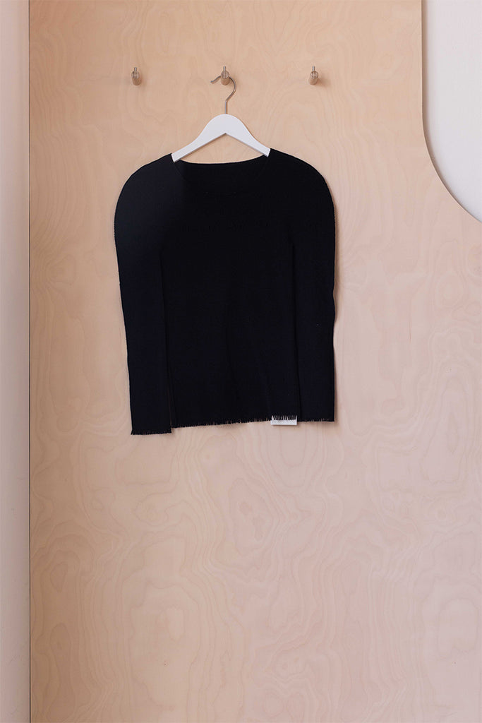 Issey Miyake A-Poc Fringe Hem Knit Top - Black