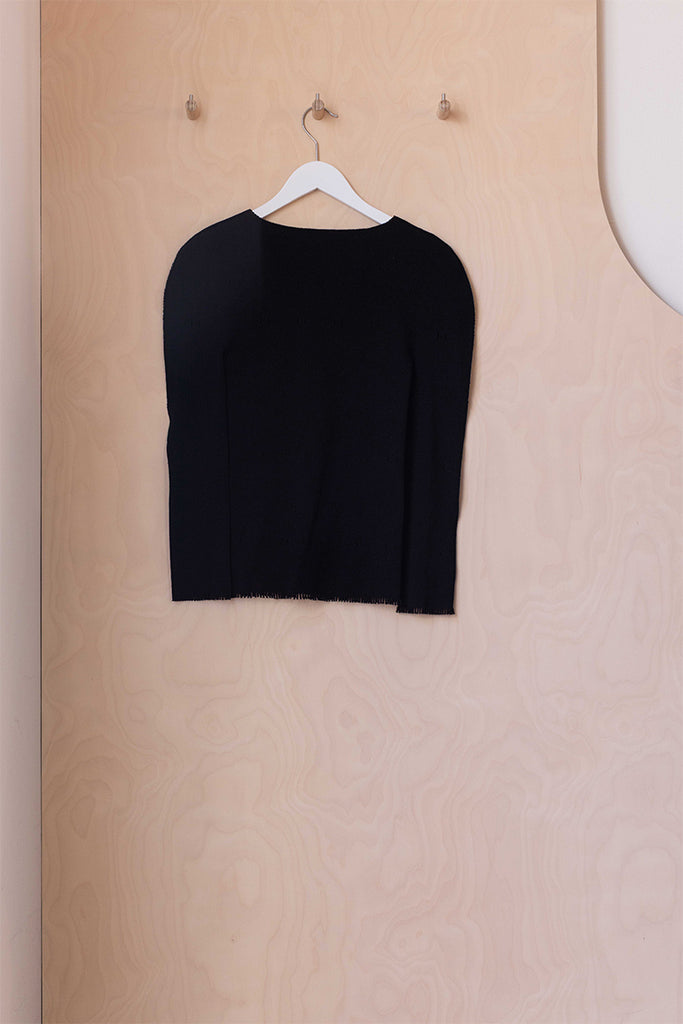 Issey Miyake A-Poc Fringe Hem Knit Top - Black