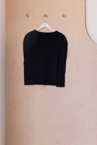 Issey Miyake A-Poc Fringe Hem Knit Top - Black