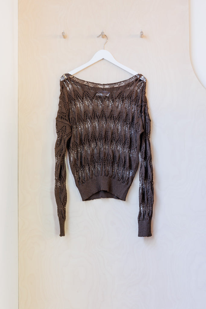 Archives Cristaseya Linen Lace Sweater - Brown