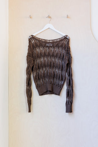 Archives Cristaseya Linen Lace Sweater - Brown