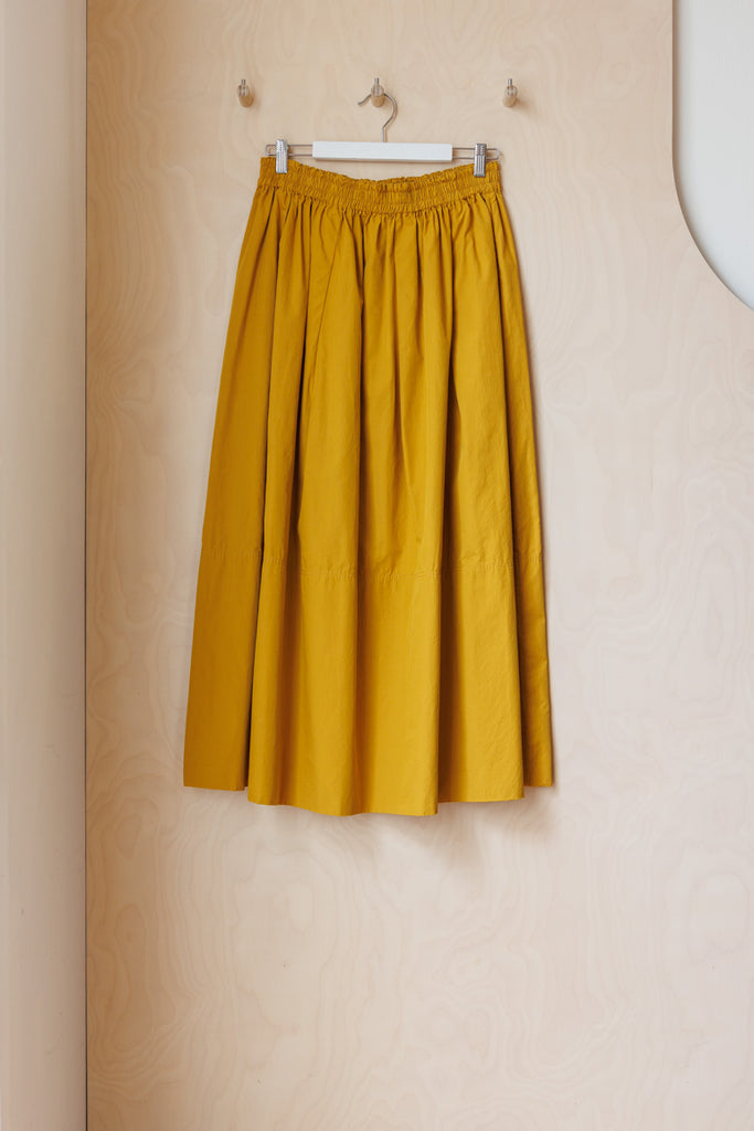 Bassike Long Gathered Skirt - Mustard