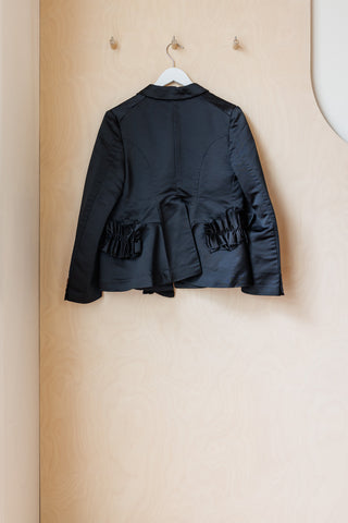 Comme Des Garçons Satin Ruched Hem Jacket - Black
