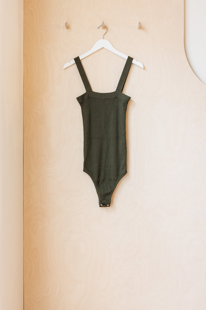 Cristaseya Knit Camisole Bodysuit - Khaki