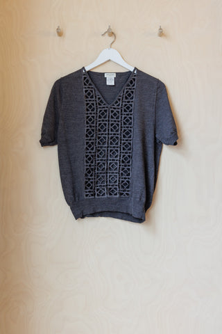 Dries Van Noten Cut-Out Embroidery Knit -Grey