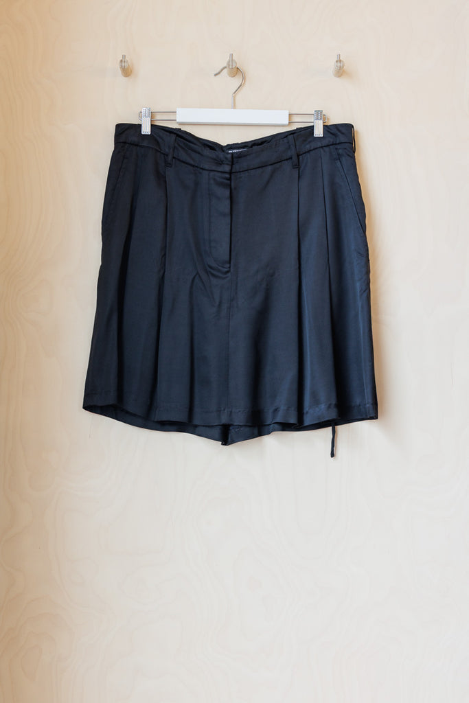 Ann Demeulemeester Satin Pleat Front Skirt - Black