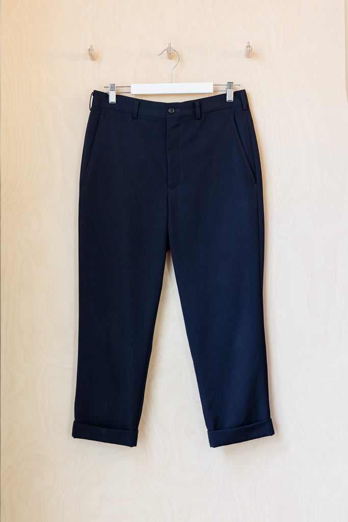 Comme Des Garçons Wool Cropped Trouser - Navy