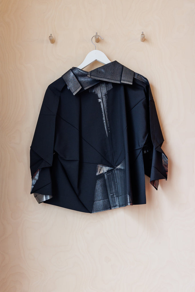 Archives Issey Miyake Folded Pleat Shirt - Black/Silver