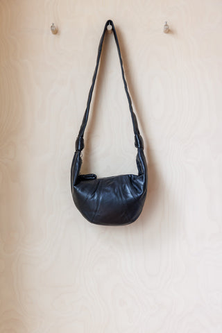 Lemaire Medium Leather Croissant Bag - Black