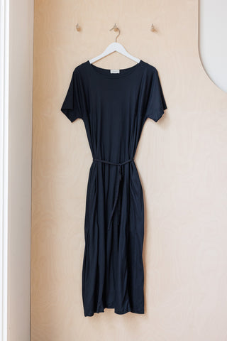 Lemaire Tie Waist T-Shirt Dress - Black